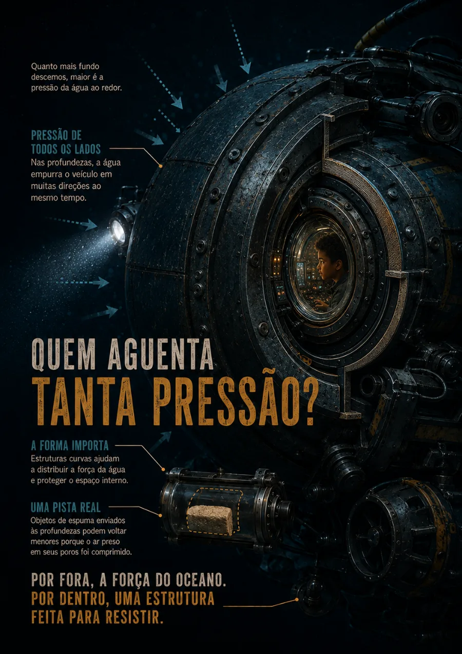 Página do Segredo das Profundezas sobre a pressão da água nas profundezas.